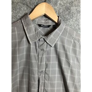 Rohan Shirt Mens Large Gray Plaid Snap Button Short Sleeve Travel Hiking Outdoor
